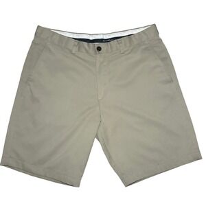 Eddie Bauer Gorpcore Mens Khaki Tan Flat Front Chino Shorts Size 35